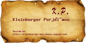 Kleinberger Perjámos névjegykártya